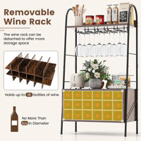 Kitchen Bar Cabinet Baker's Rack with Detachable Wine Rack & Storage Shelves