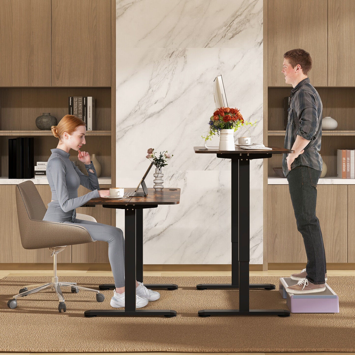 Electric Standing Desk Ergonomic Sit Stand Computer Desk Workstation