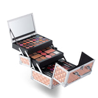 Glamorous Gold Makeup Set: Eyeshadow Palette, Blusher & Lipstick Beauty Case