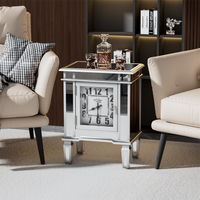 Luxury Clock Mirrored End Side Table Accent Bedside Table