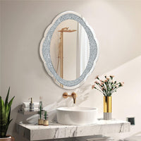 Oval Wall Mirror Diamond Accent Jeweled Decorative Wall Mirror Bedroom Bathroom