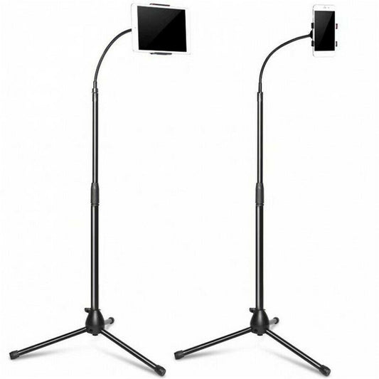 Gooseneck Phone Floor Stand Cell Phone Tripod Holder 360 Degree Adjustable Black