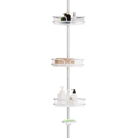 Telescopic Bathroom Shower Corner Shelf 4-Tier Aluminum Pole Caddy Rack