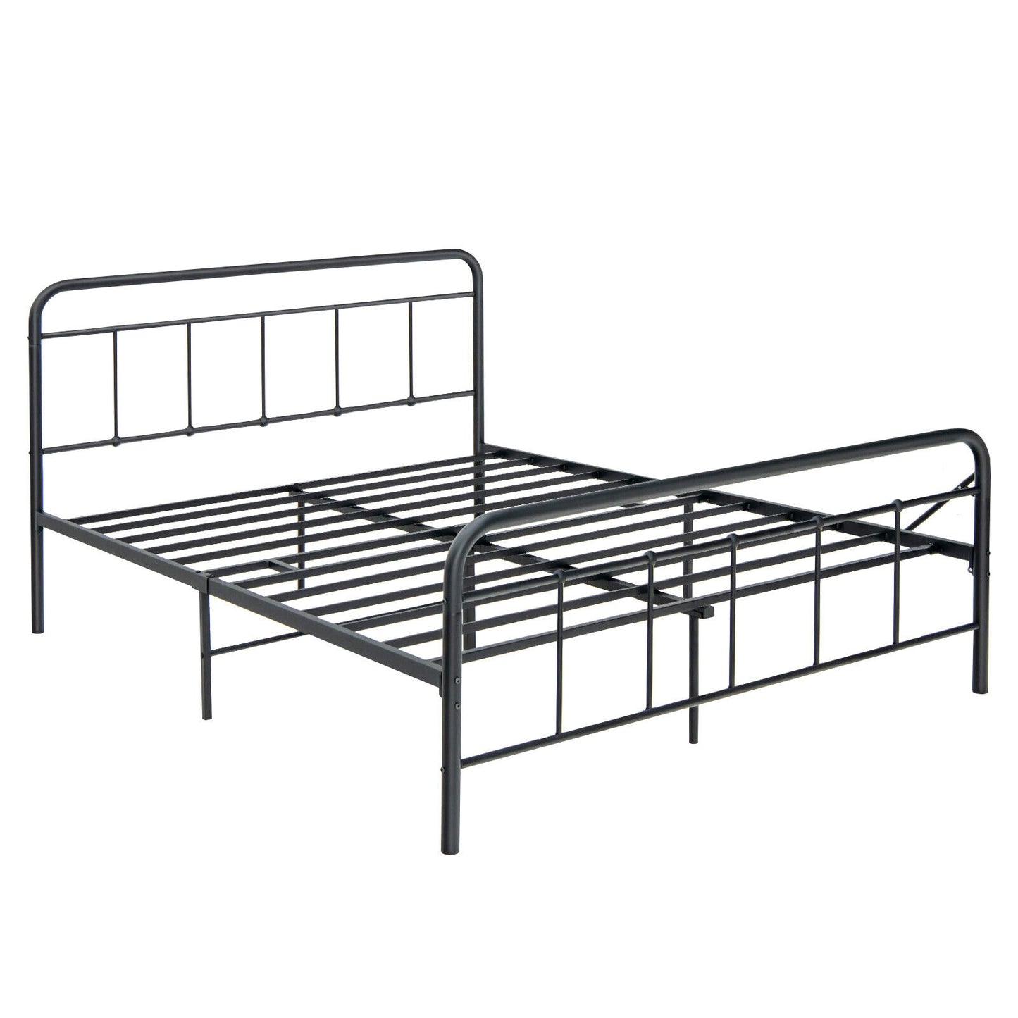 Bed Frame Metal Double Size Heavy-Duty Mattress Base Foundation Black