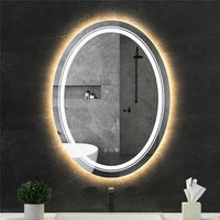 Oval LED Bathroom Mirror Anti-Fog Dimmable Lights Makeup Mirror w/ Smart Switch