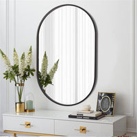 Large Pill Shaped Wall Mirror HD Aluminum Frame Bathroom Vanity Mirror Entryway