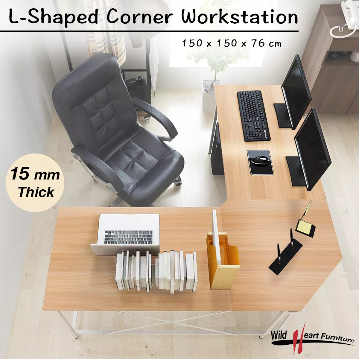 L-Shaped Corner Computer Desk – Large White Office Desk and Workstation