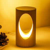 Wooden Bedside Table lamp with LED light for home decor