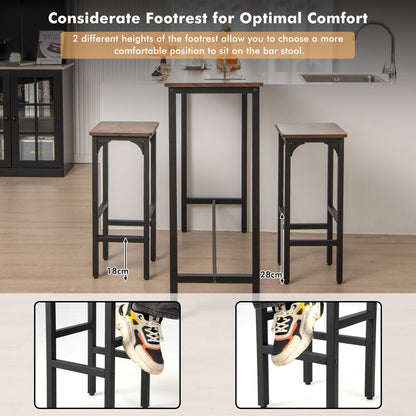 Bar Stools Set of 2 30cm Adjustable Computer Height Stools w/ Footrest