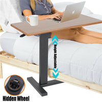 Non Tilt Top Overbed Bedside Table with Auto-Touch Adjustable Height ? Wheels