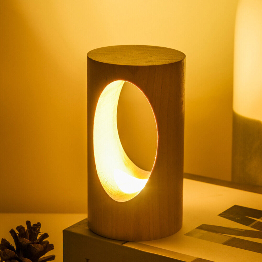 Wooden Bedside Table lamp with LED light for home decor