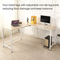 L-Shaped Corner Computer Desk – Large White Office Desk and Workstation