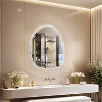 Irregular LED Crystal Frame Bathroom Mirror with Dual Layers for Makeup & Vanity-60X80