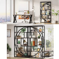 8-Tier Industrial Geometric Bookcase – Display Shelf & Storage Organizer