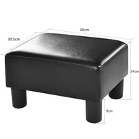 Small Ottoman PU Leather Footrest Rectangular Seat Stool Black Up to150KG