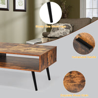 Retro Coffee Table Mid Century Modern Living Room Furniture w/Open Storage Shelf