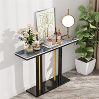 Narrow Slim Console Table Stable Base Marble Hallway Entryway Porch Accent Table