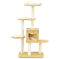 Cat Tree Tower Scratching Post Kitten Scratcher Trees Condo House Beige 135CM