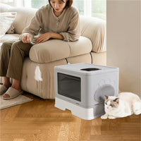 XX-Large Cat Litter Box Villa Drawer Type Cat House w Scoop Sifter Cleaning Tool