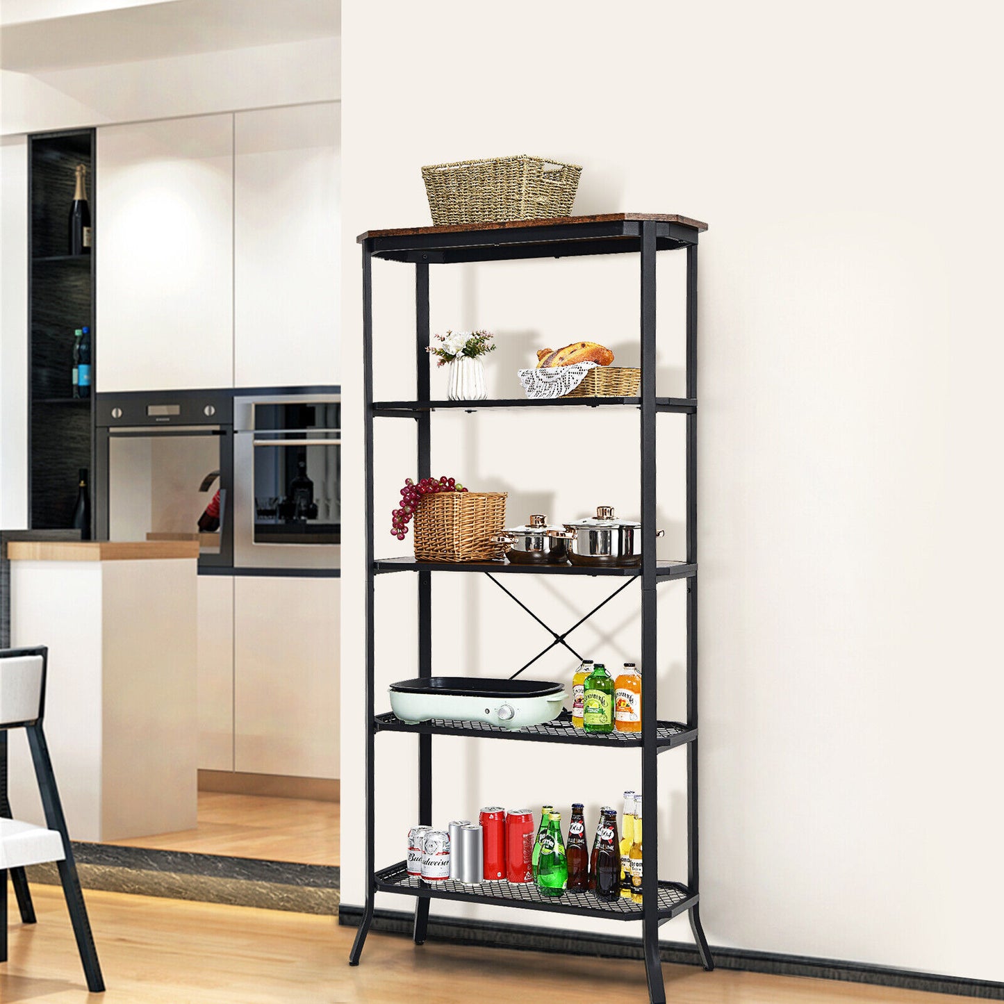 5-tier Storage Rack Organizer Display Bookshelf Shelving Unit Kitchen