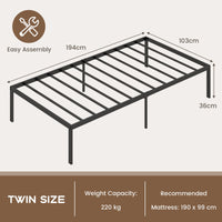 Twin Size Platform Bed Frame Heavy-duty Metal Bed Base No Box Spring Needed