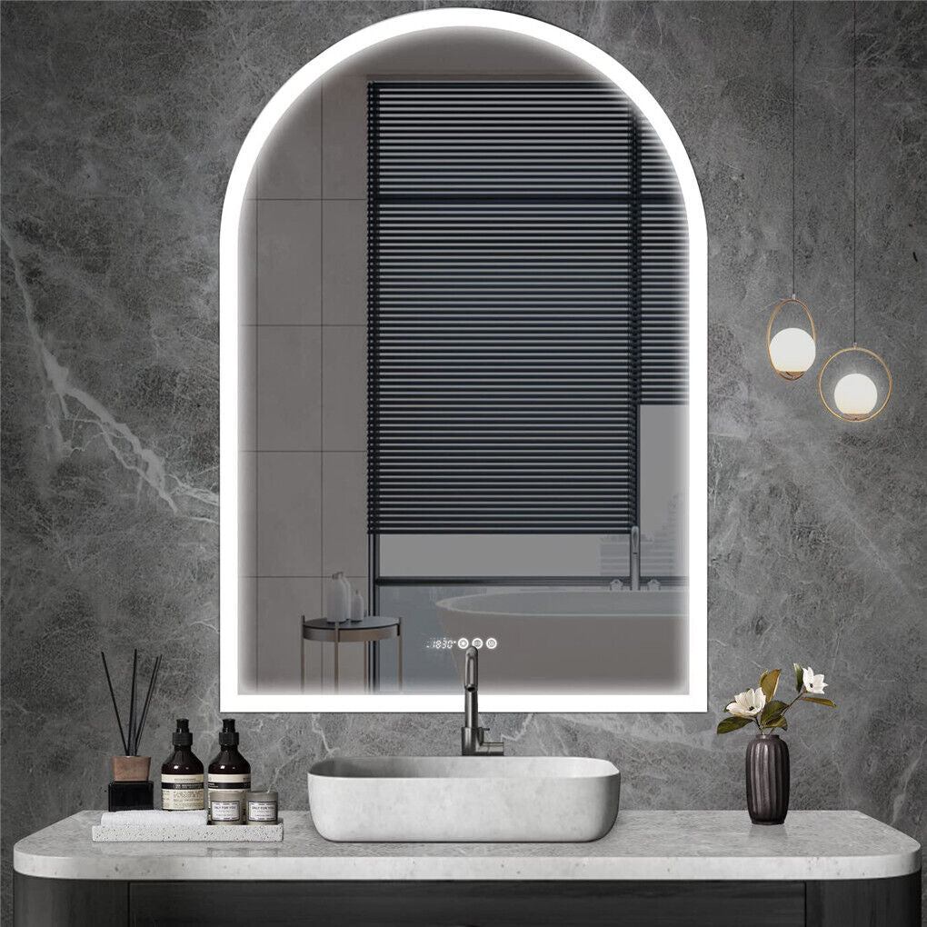 Multifunctional LED Bathroom Mirror Superbright Vanity Mirror Demist Time Touch