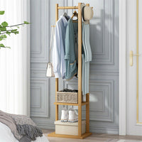 Bamboo Garment Coat Clothes Stand Rack Hat Shoe Thicken Wooden Hanger Shelf Tidy