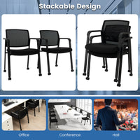 2 Waiting Conference Room Chairs Stackable Office Guest Mesh Chairs