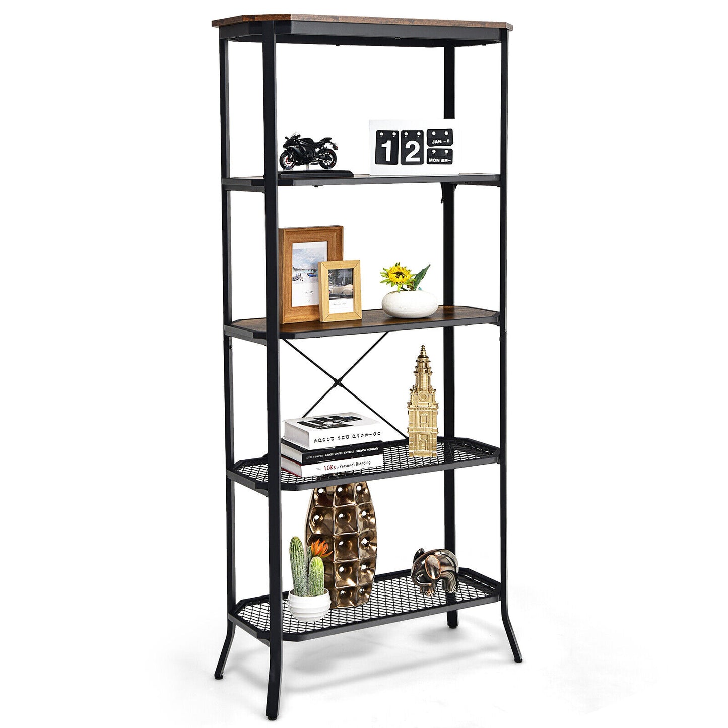 5-tier Storage Rack Organizer Display Bookshelf Shelving Unit Kitchen