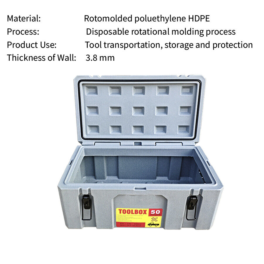 90L Poly Tool Box Storage Grey Case Heavy Duty Waterproof Cargo Box