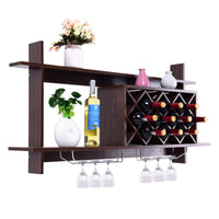 Wall-mounted Wine Rack Bottle Glass Holder Wine Storage Shelf