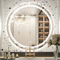 Large Round LED Bathroom Mirror Anti-fog Dimmable Vanity Mirror