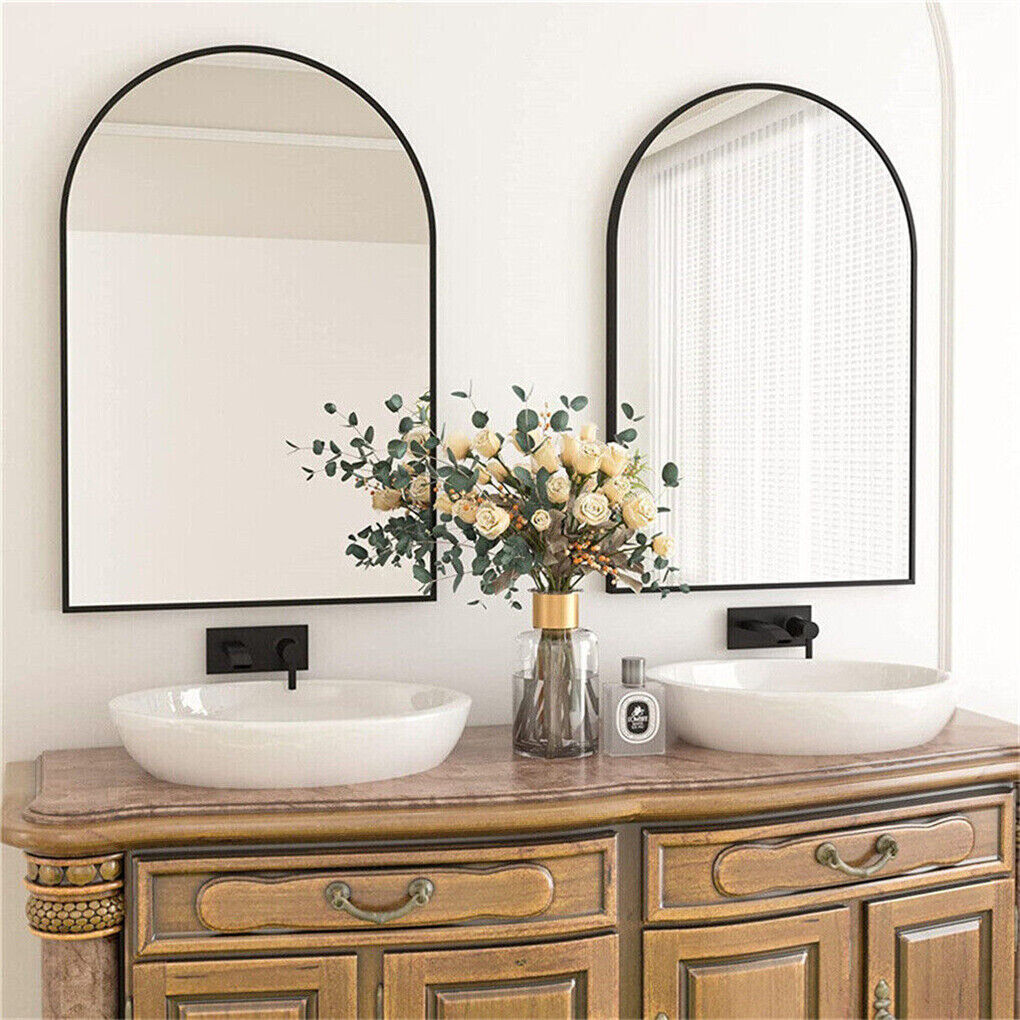 Arched / Oval Wall Mounted Mirror with Thicken Black Frame