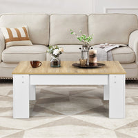 Lift Up Top Table Mechanical Coffee Table w/ Storage Compartment Modern White