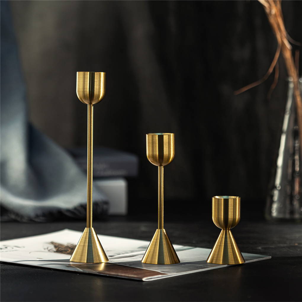 3PCS Unique Decorative Gold Candlestick Holders Table Centerpiece Candle Stick