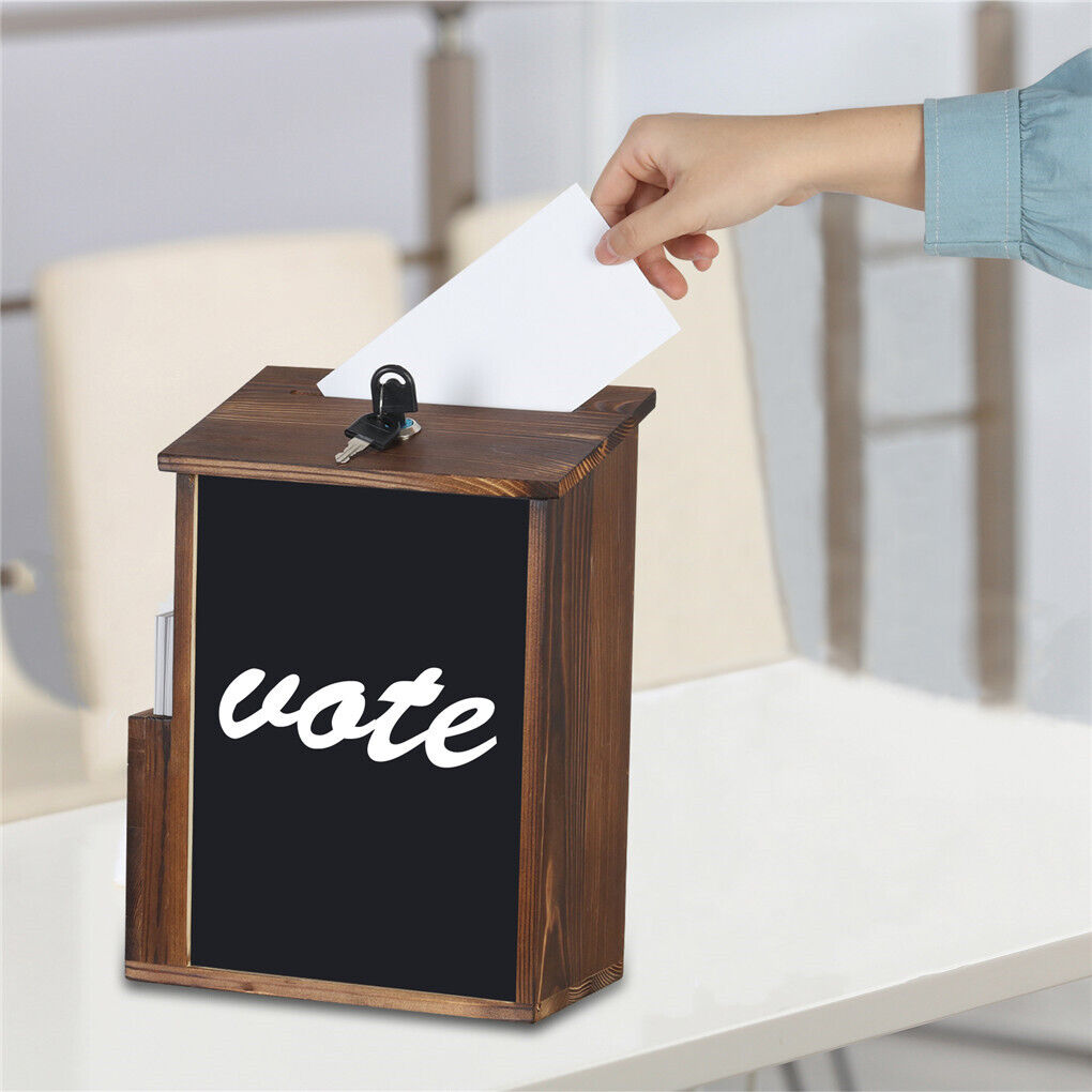 Wooden Fundraising Donation Money Comment Ballot Box Wall Mounted?Freestanding