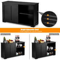 Modern Black Buffet Sideboard – Kitchen Storage Cabinet with Sliding Doors