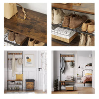 3-in-1 Entryway Coat Rack with Shoe Bench and Hall Tree Organizer