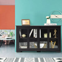 Black Kitchen Buffet Cabinet – Sideboard with Storage Shelves and Doors