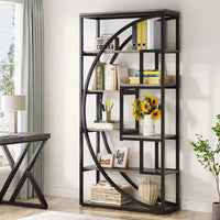 8-Tier Industrial Geometric Bookcase – Display Shelf & Storage Organizer