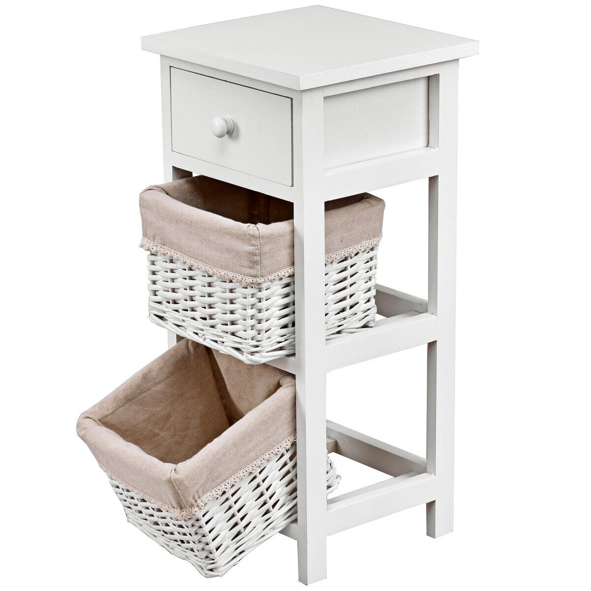 2PCS End Bedside Table Nightstand Chest Cabinet Bedroom Drawer Baskets