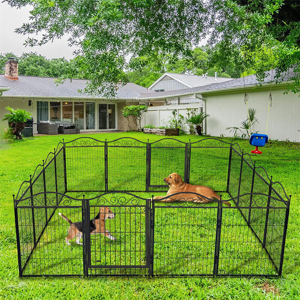 Heavy Metal Dog Playpen 8 Panels Pet Animal Dog Kennel Pen Fence Enclosure Cage