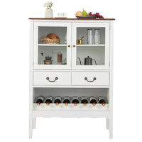 2-Door Liquor Coffee Bar Cabinet Freestanding Buffet Sideboard Wine Rack Drawers