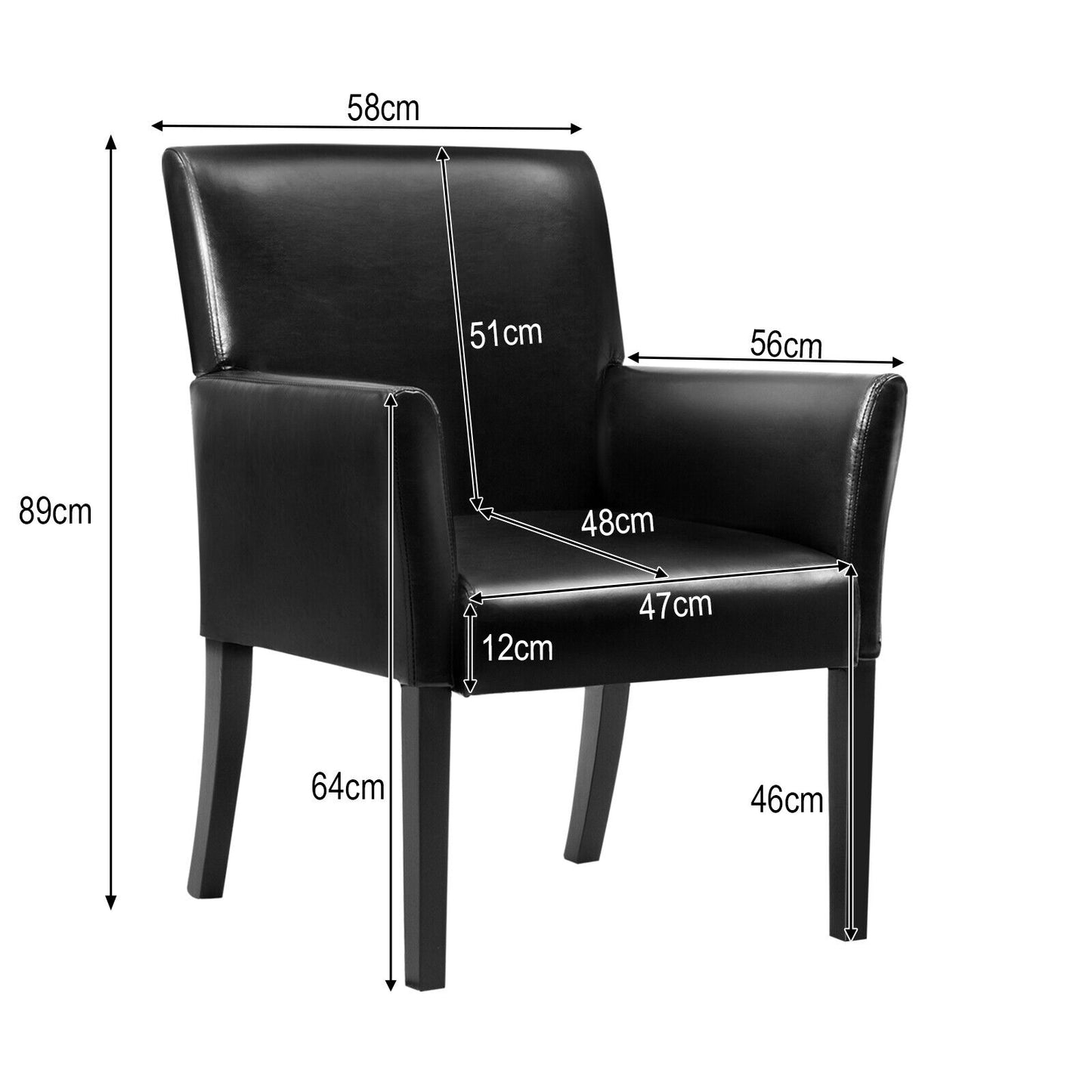 Executive PU Leather Guest Chair Reception Side Arm Chair Upholstered