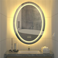 80CM Oval Backlit+Front LED Bathroom Mirror Dimmable Shatter-Proof Vanity Mirror