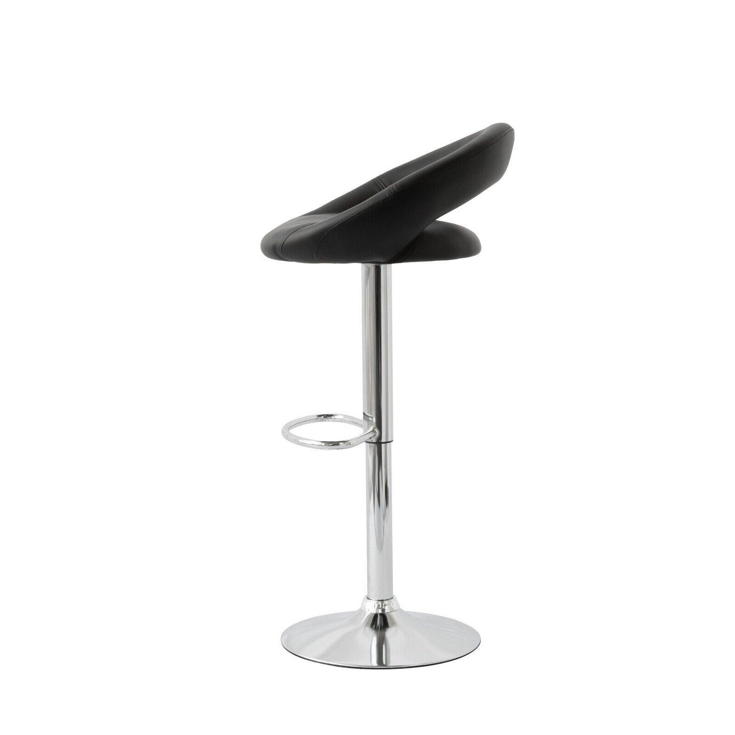 Hacienda 2 Curve Leather Barstools (Black) w/ Adjustable Height, 78-99cm