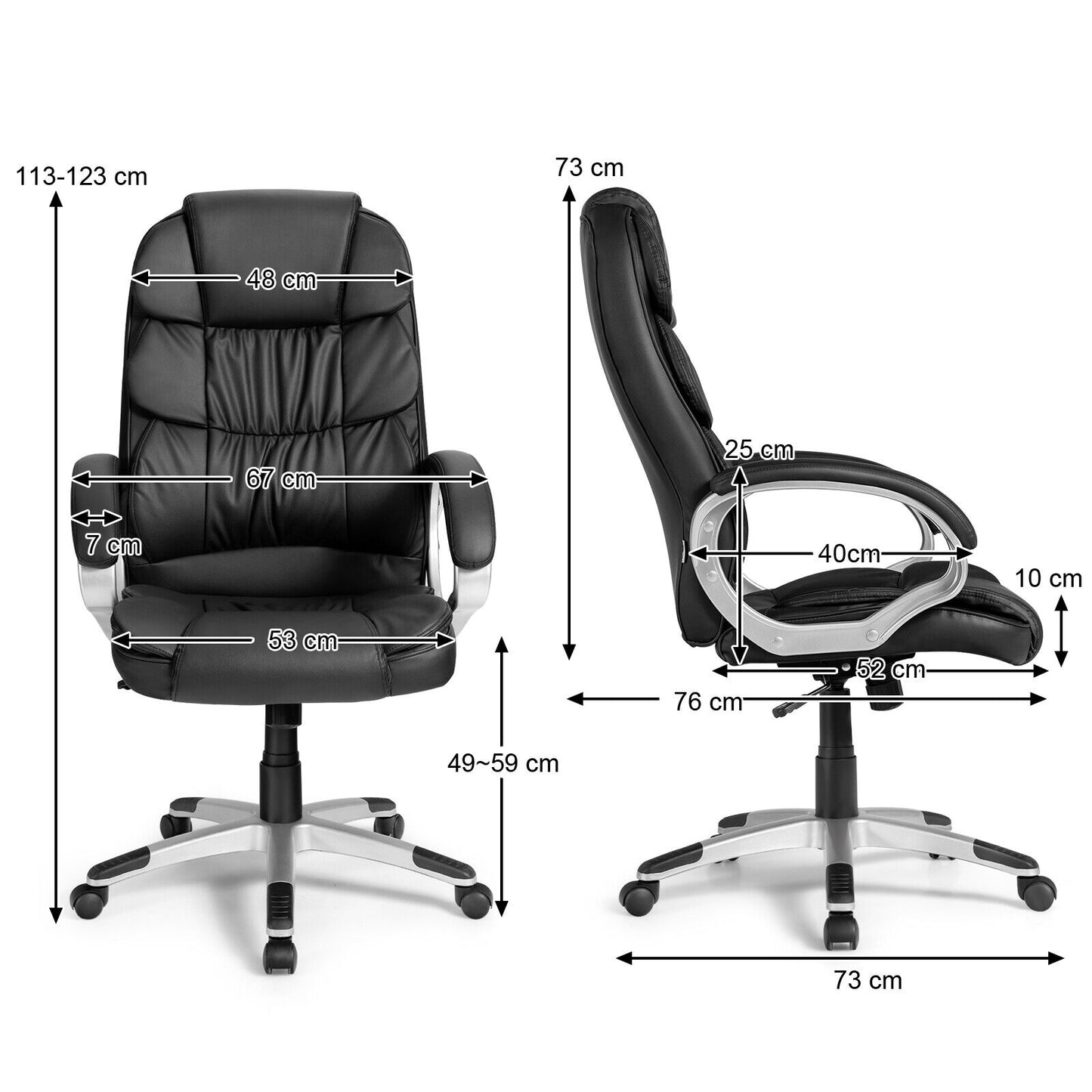 Ergonomic Office Chair Height Adjustable Executive Computer Leather Seat