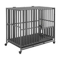 42" Dog Cage Strong Welded Super Big Pet Metal Crate Kennel Playpen Castor HOT