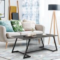 Black wooden coffee table with marble top