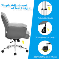 Office Chair Height Adjustable Swivel Executive Computer Seat PU Leather